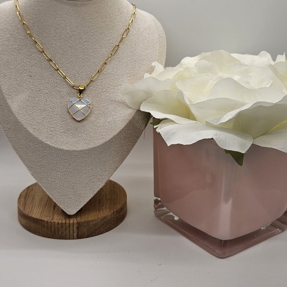 Opalite  Heart Pendant Necklace